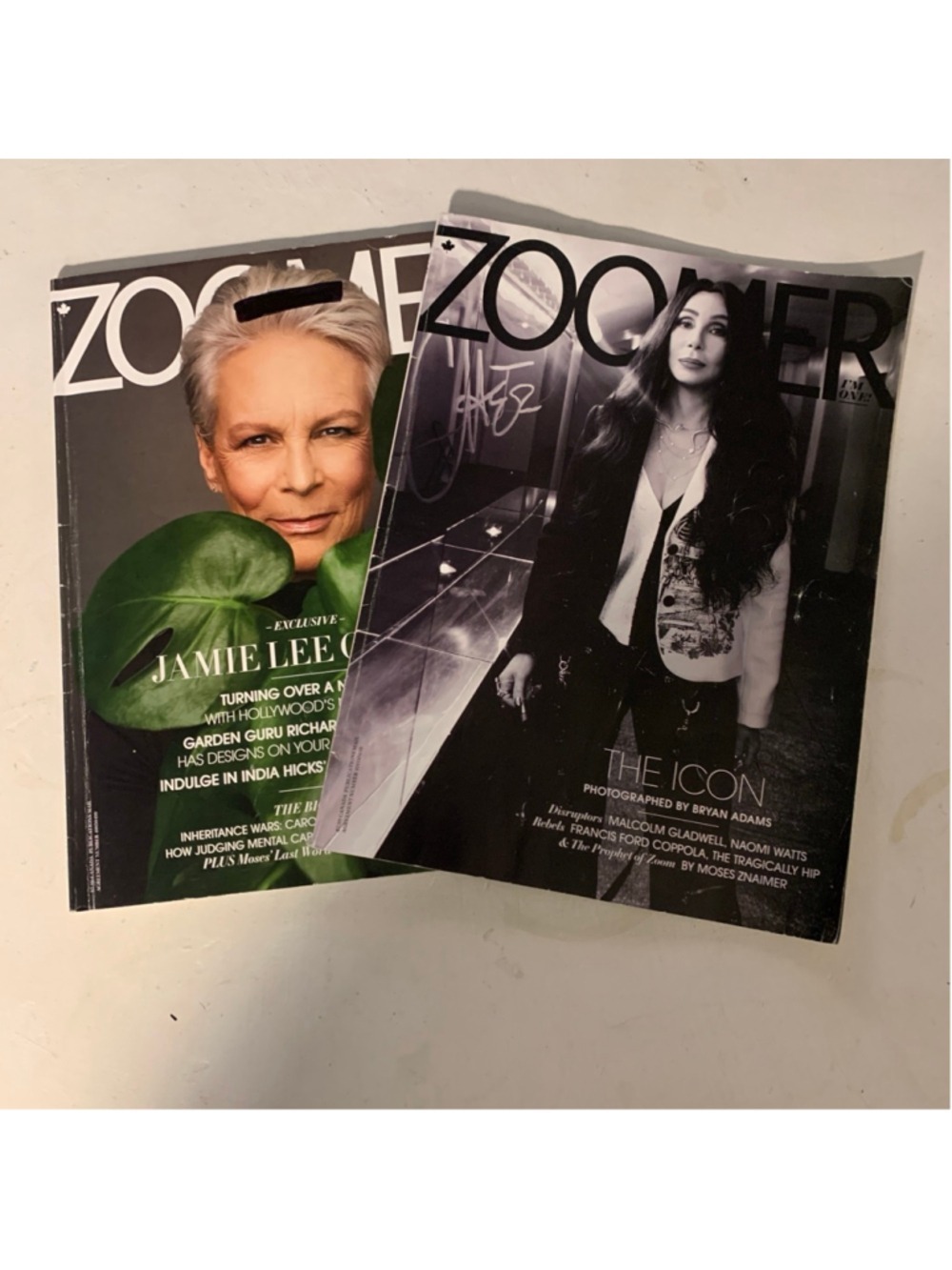 2 Zoomer Magazines Oct/Nov 24 & Dec 24/Jan 25 Cher Jamie Lee Curtis